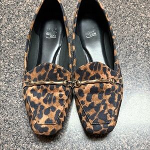 Impo Leopard Print Loafers in Brown and Black with Gold Accent